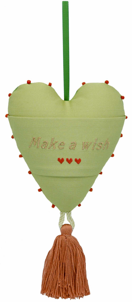 Love heart decoration, embroidered heart, make a wish gift