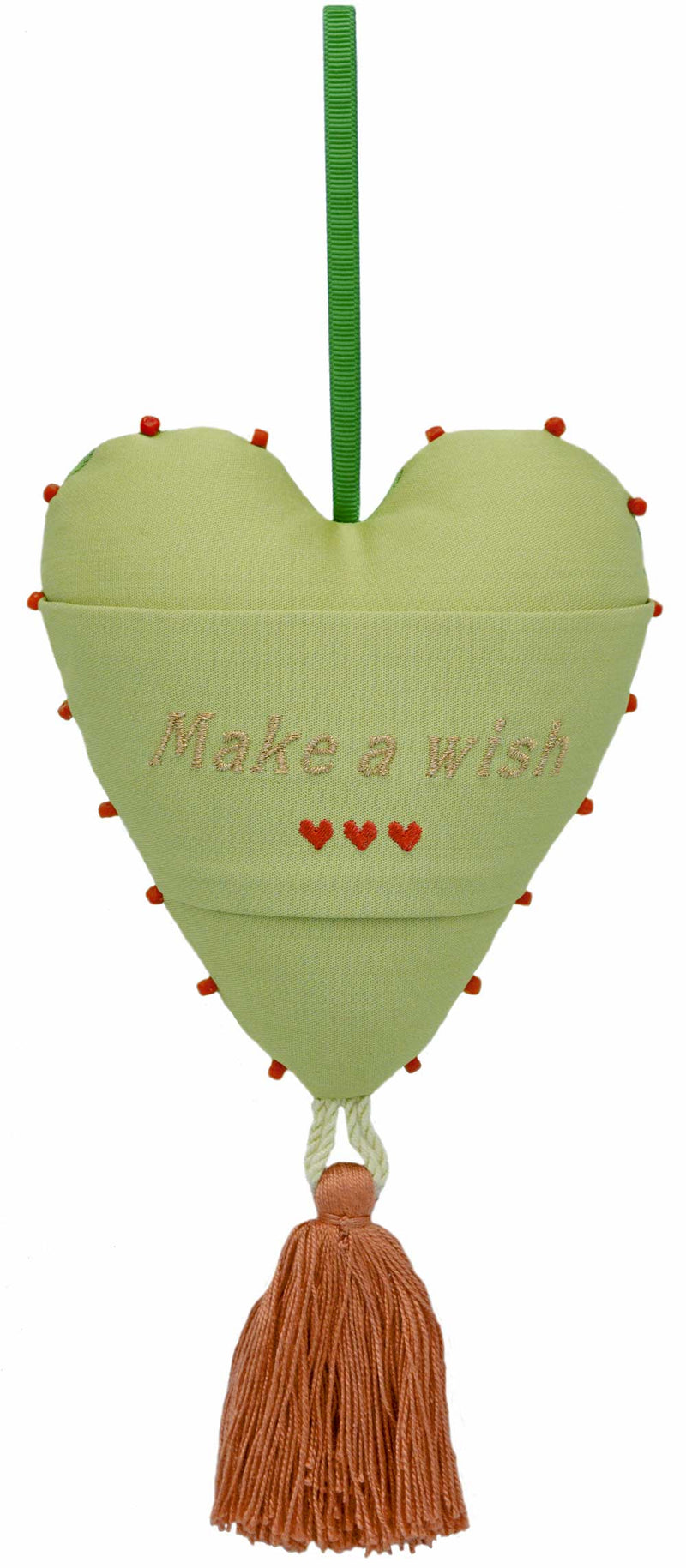 Love heart decoration, embroidered heart, make a wish gift