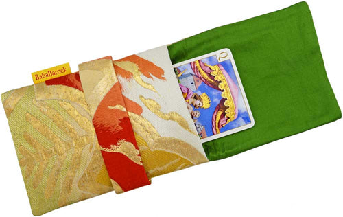 Silk lined tarot bag, foldover tarot pouch for carrying decks, tarot cards
