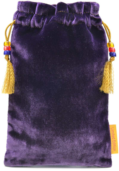 Tarot pouch in purple silk velvet, The Moon tarot bag, Tarot of Prague deck