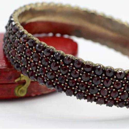Antique bracelet, garnet jewelry, vintage bangle