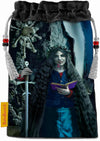 Queen of Swords tarot card bag, Bohemian Gothic drawstring pouch for tarot cards, oracle decks