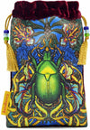 Silk velvet tarot bag, unusual tarot pouch with beetle print