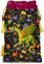 Dragon print tarot bag, mythical beast tarot pouch, silk velvet