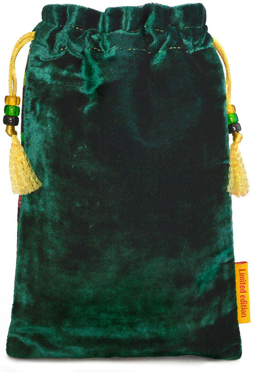 The Dragon bag. Printed on silk velvet. Forest green velvet version. - Baba Store - 2