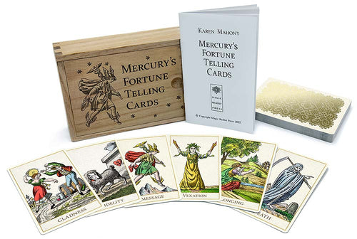 Mercury's Fortune Telling Cards - oracle deck with cold-stamping, wooden box. Gypsy cards by Baba Studio / BabaBarock.