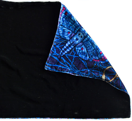 Silk velvet long scarf, gothic print, velvet wrap by Baba Studio.