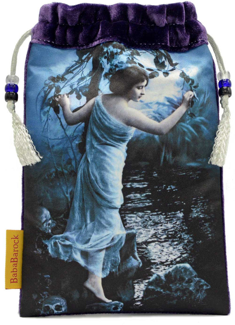 Bohemian Gothic Tarot World card bag, tarot pouch handmade in silk velvet