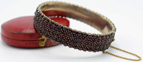 Bracelet, antique garnet bangle, vintage jewellery buy online