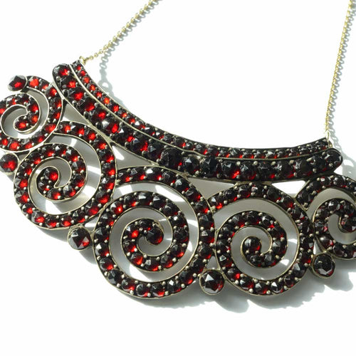Antique garnet necklace, Art Nouveau jewelry