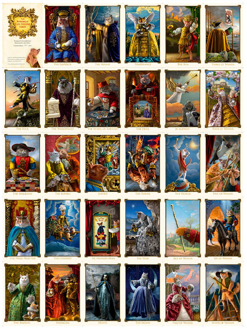 The Bohemian Cats Theatre Tarot, uncut sheets of the full large