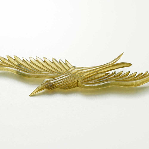 Carved horn antique bird brooch. French Art Nouveau jewelry online.