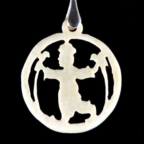 Antique bone pendant, vintage carved bone jewelry