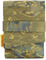 Gold Leaves & Blue Clouds - Japanese vintage silk foldover pouch