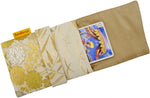 Vintage tarot bag lined in silk, foldover tarot pouch made with Japanese obi belt.