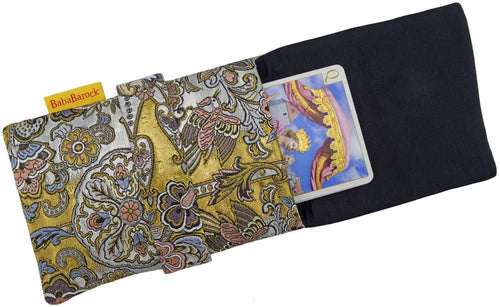 Silk lined tarot bag for storing decks, oracle cards, foldover tarot pouch by Baba Studio / BabaBarock
