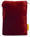 Gothic tarot bag, red silk velvet pouch with wrist strap, Memento Mori wristlet.