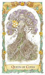 mythical creatures tarot, queen of cups, tree dryad, wood nymph, wood maiden, TdM, hand-painted, water colour, bababarock, tarot cards, fantastical creatures tarot, tarot de marseilles