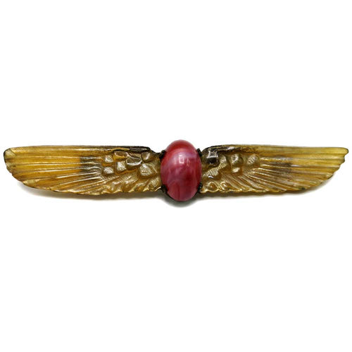 Art Nouveau brooch online, vintage carved horn brooch, scarab beetle