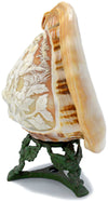 Carved shell lamp with temptation devil/faun/satyr image