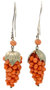 Antique coral and silver grapevine earrings