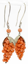 Grapevine coral earrings with silver