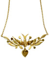 Antique 15K gold & pearl swallow and heart lavaliere necklace