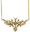 Antique 15K gold & pearl swallow and heart lavaliere necklace