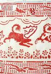 Large vintage / antique folk cotton textile cloth. Charming animal print.