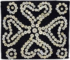 Textile artwork with mother of pearl buttons in pattern, antique textile piece
