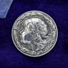 Art Nouveau silver buttons with girl's head