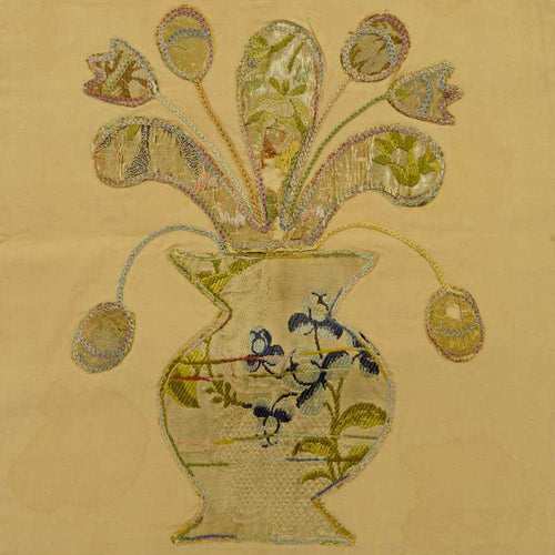 Unique embroidery, antique embroidered silk fabric