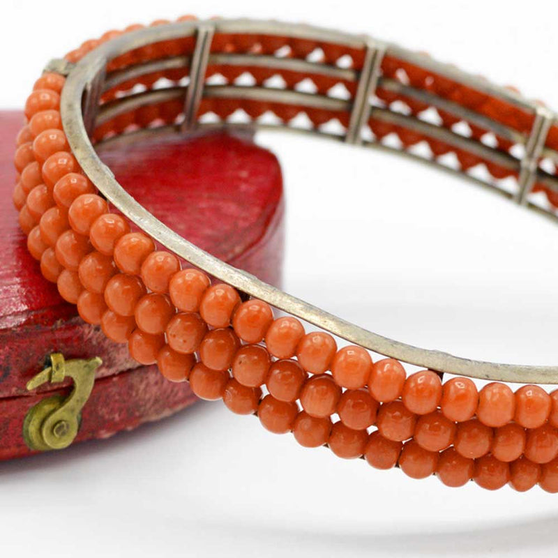 Coral Bracelet in pure silver flower caps - To Harmonizes Relationship -  Engineered to Heal²
