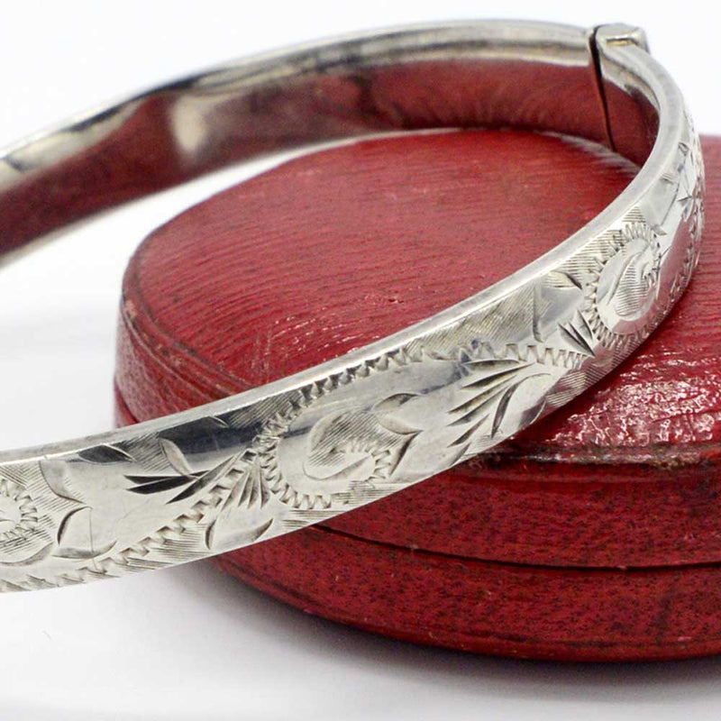 Victorian Engraved Silver Wide Cuff Bangle Bracelet – Boylerpf