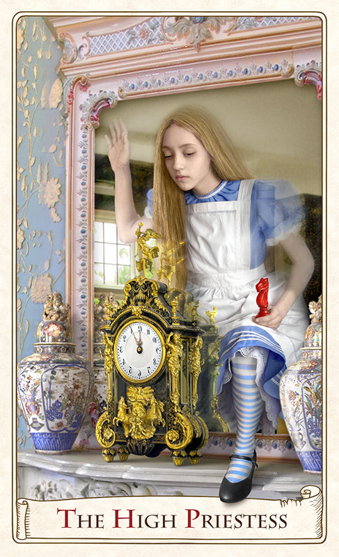 Alice Through the Looking Glass, baba studio, The Alice Tarot, High Priestess, Alice in Wonderland tarot, tarot cards