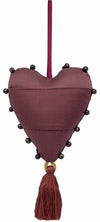 Stuffed heart ornaments, hanging love heart decoration in vintage fabrics