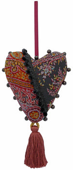 Paisley print decoration, hanging heart ornament, handmade gift by Baba Studio / BabaBarock