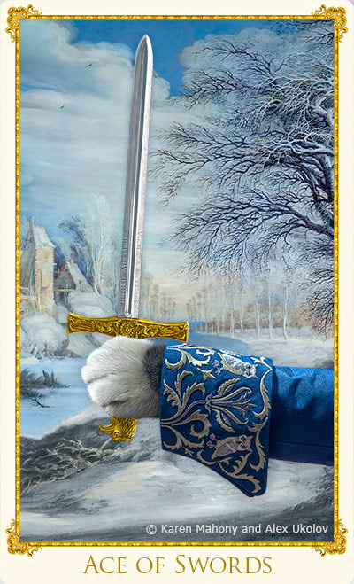 Ace of Swords. Winter card from The Bohemian Cats Theatre Tarot deck