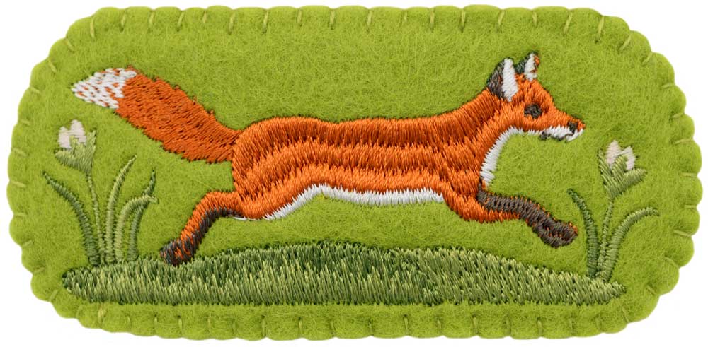 The Red Fox embroidered hair slide - green