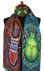 Beetle Print Scarf - Art nouveau viscose scarf wrap by Baba Studio