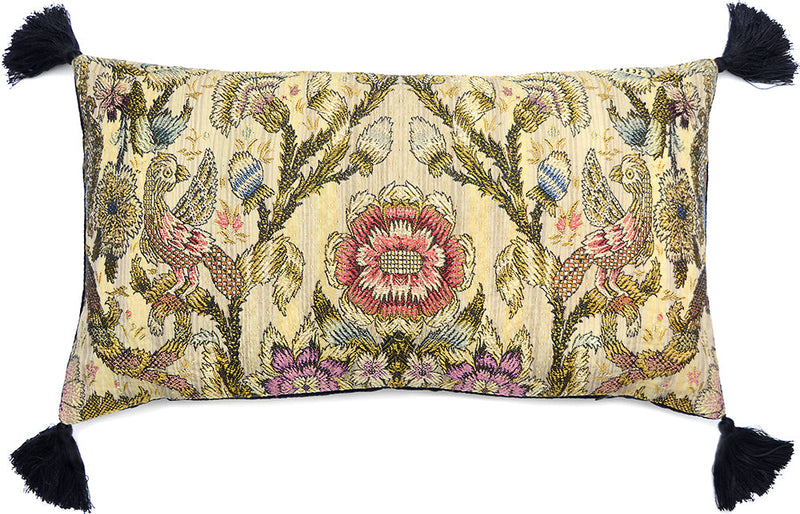 Bird Brocade - cushion cover with antique silk/cotton brocade