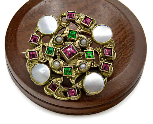 Antique brooch with pearls, garnets, vintage jewelry online