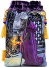 Bohemian Cat tarot bag in purple silk velvet. The Hermit card from Baroque Bohemian Cats Tarot by Baba Studio / BabaBarock.