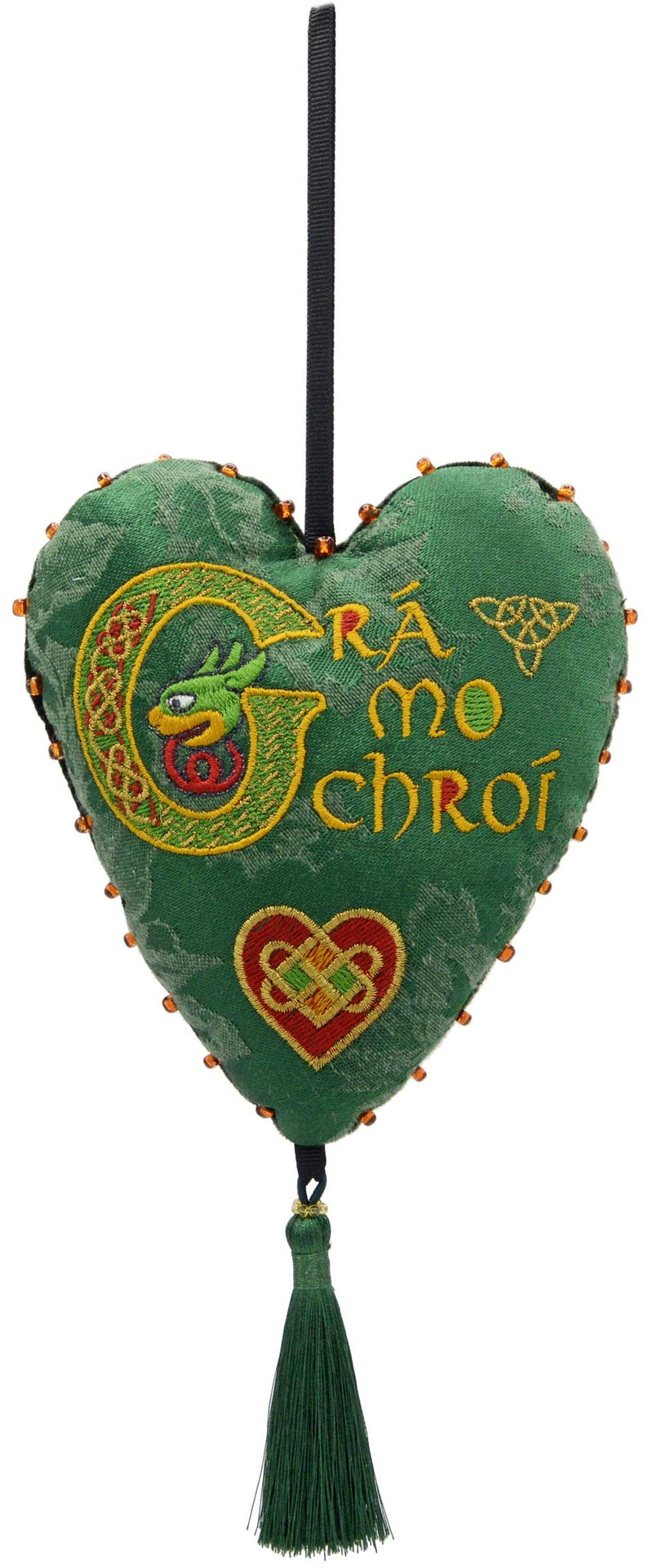 Love heart charm, Celtic spell charm, Irish magic, embroidered heart by BabaBarock / Baba Studio