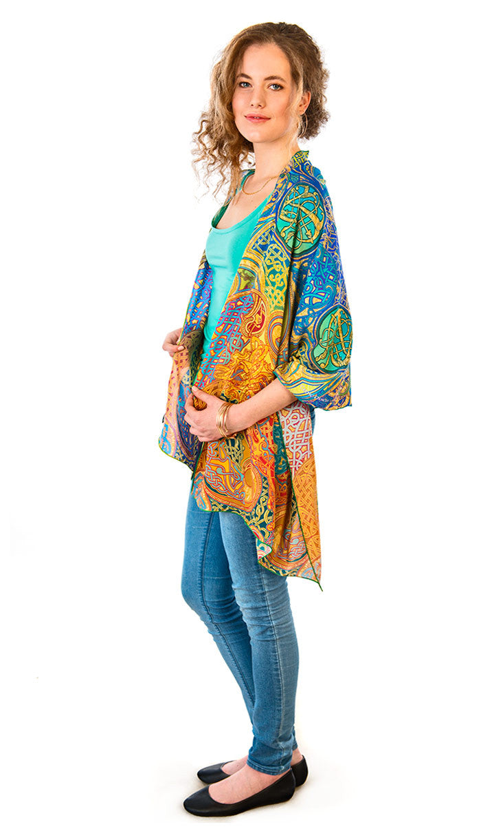 Celtic Dances, pure silk-satin scarf/wrap. - Baba Store - 4