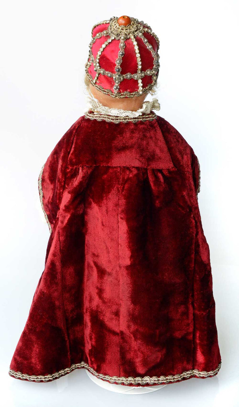 19th century Infant of Prague in wax - detailed costume
