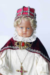 19th century Infant of Prague in wax - detailed costume