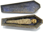 Todlein, 18th century german memento mori, antique skeleton in carved coffin
