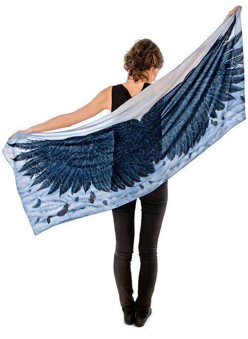 Wings of an Angel, black viscose scarf/wrap - designed by Baba Studio