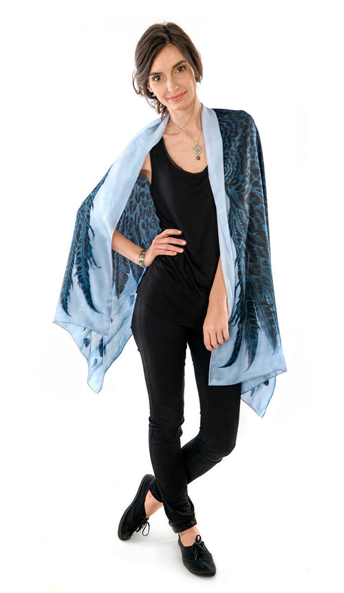 Gothic scarves by Baba Studio - Wings of an Angel in black viscose